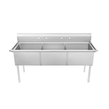 Atosa SS2424F31N Three Compartment Sink 77"W X 29-1/2"D X 43-3/4"H 24" X 24" X 14" Bowl Dimensions