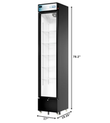 Koolmore KM-MDR-17S KoolMore Slim Commercial Merchandiser Refrigerator 17"W X 19.25"D X 78.20"H