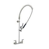 T&S Brass S-0133-BY EverSteel Pre-Rinse Unit: 8” Wall Mount Mixing Faucet With Stainless Steel Body