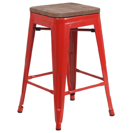 Flash Furniture CH-31320-24-RED-WD-GG Bar Stool 500 Lb. Weight Capacity Counter Height