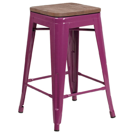 Flash Furniture ET-BT3503-24-PUR-WD-GG Bar Stool 500 Lb. Weight Capacity Counter Height