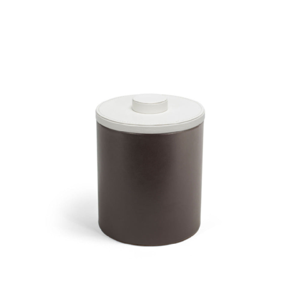 FOH RIB059BRL21 2qt Round London Ice Bucket Brown With White Lid Includes One RIB014BRL21-BTM 2qt Round London Ice Bucket Base Brown