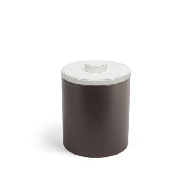 FOH RIB059BRL21 2qt Round London Ice Bucket Brown With White Lid Includes One RIB014BRL21-BTM 2qt Round London Ice Bucket Base Brown