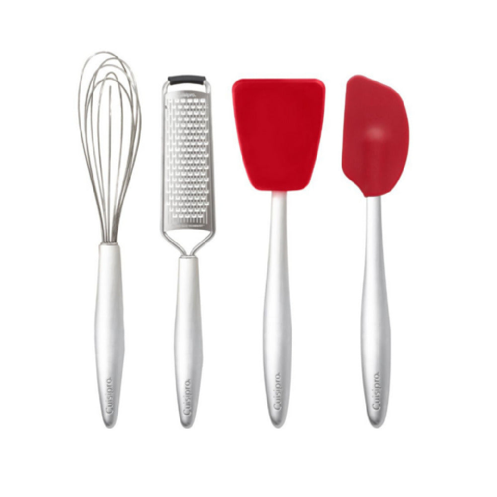 Browne Foodservice 747380 CUISIPRO PICCOLO Baking Set Red (Grater Whisk Spatula Turner)