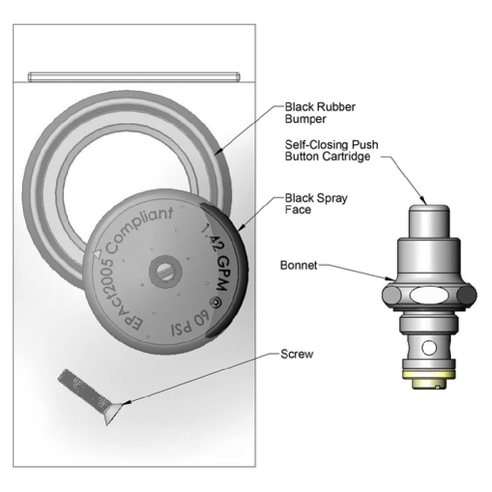 T&S Brass 5SV-KIT Equip Spray Valve Repair Kit Includes: Bumper Ring Spray Face