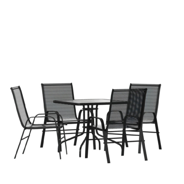 Flash Furniture TLH-073A2303C-GG Brazos 5 Piece Outdoor Patio Dining Set 31.5" Square Tempered Glass Patio Table