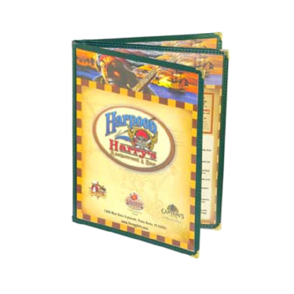 Menu Solutions SE340A_LIZARDBLACK Menu Jacket Holds 5-1/2" X 8-1/2" Inserts Triple Panel Booklet
