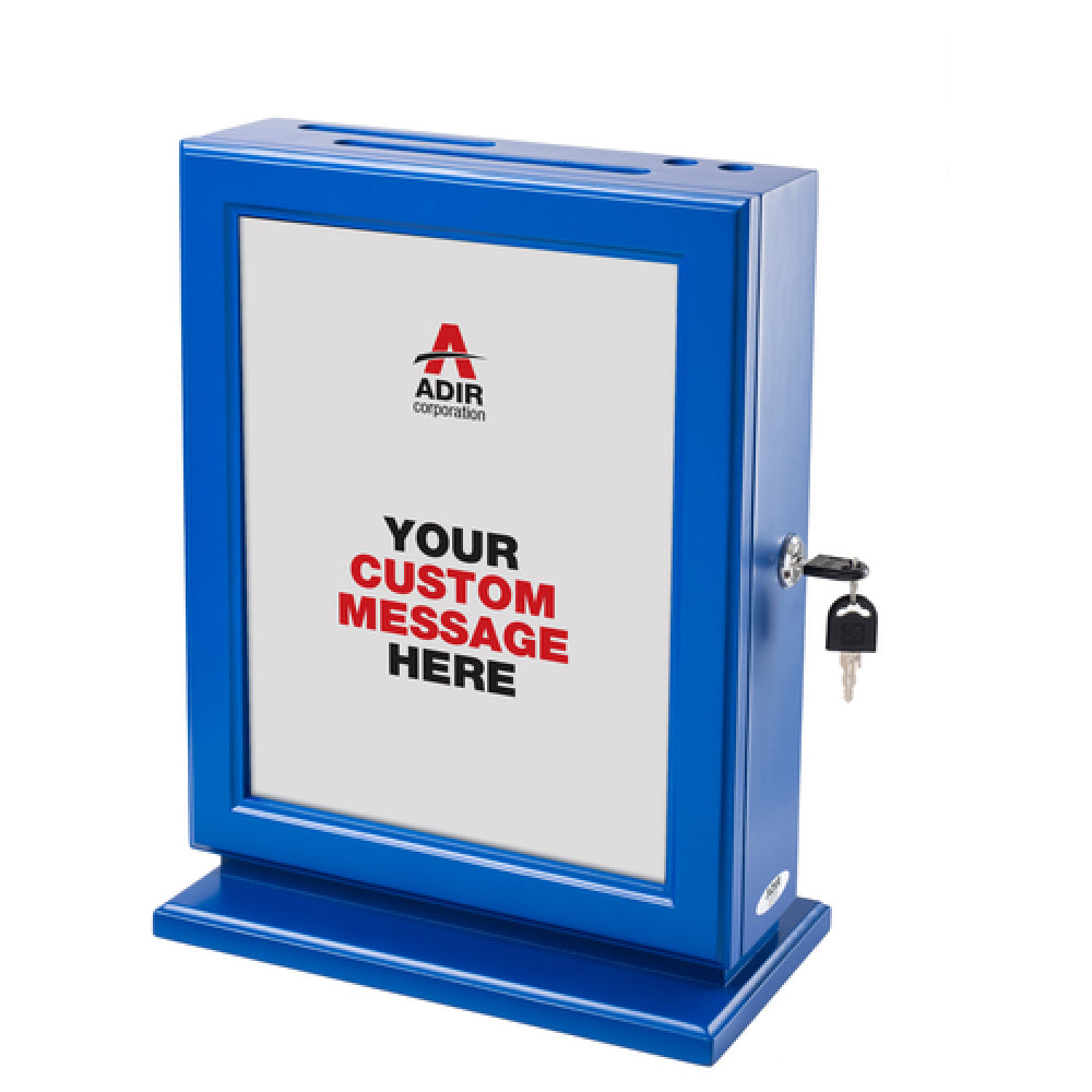 Alpine Industries ADI632-BLU Suggestion Box With Sign Holder 10-1/2" X 14"H Lock & Key