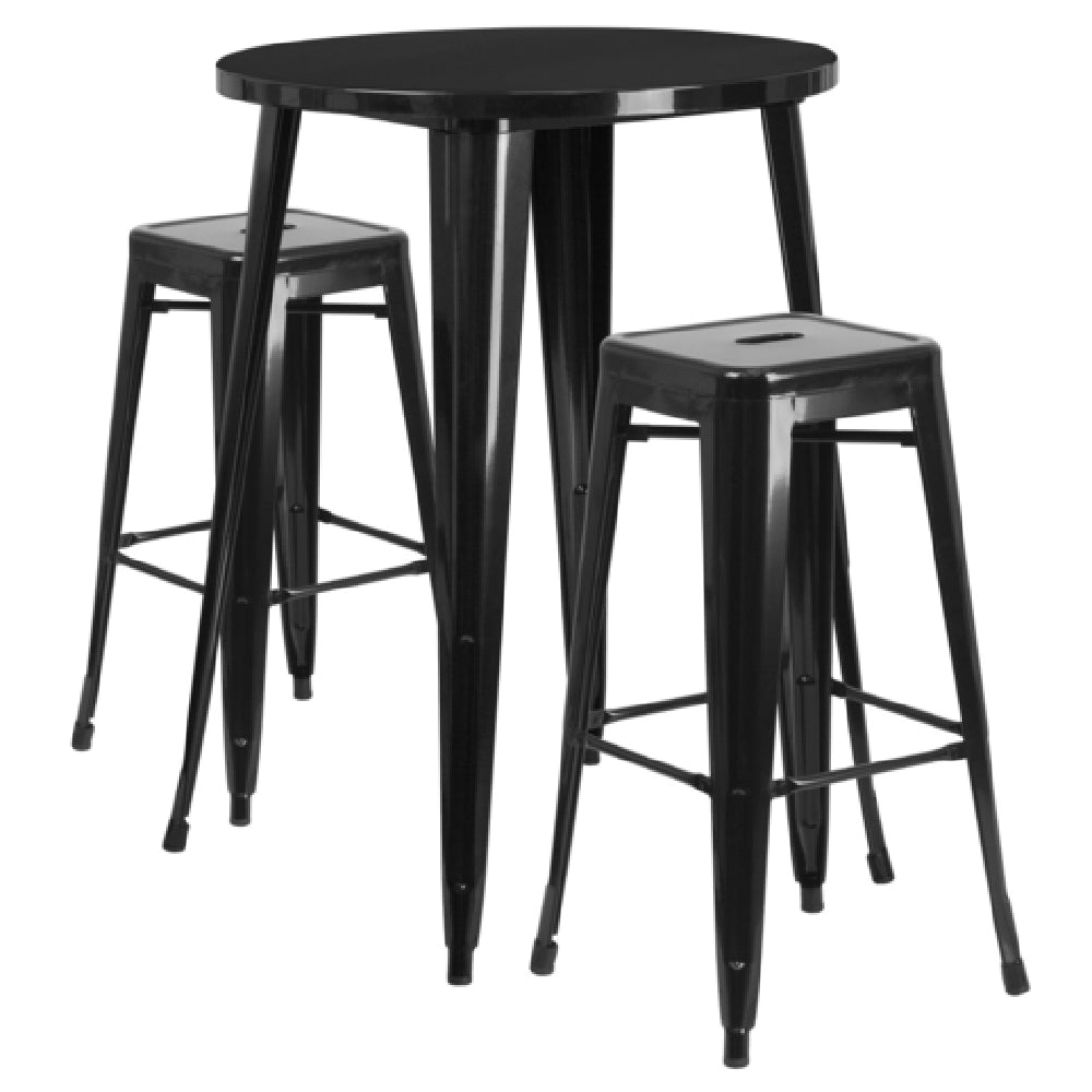 Flash Furniture CH-51090BH-2-30SQST-BK-GG Table And Bar Stool Set Includes (1) 30" Dia. X 41"H Table