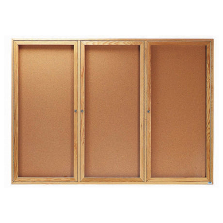 Aarco OBC4872-3R Red Oak Bulletin Board 72"W X 48"H Enclosed