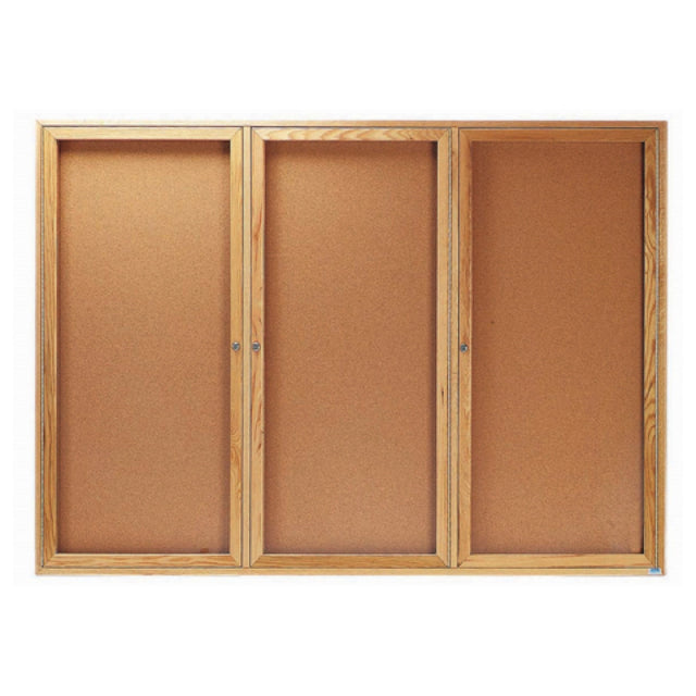 Aarco OBC4872-3R Red Oak Bulletin Board 72"W X 48"H Enclosed