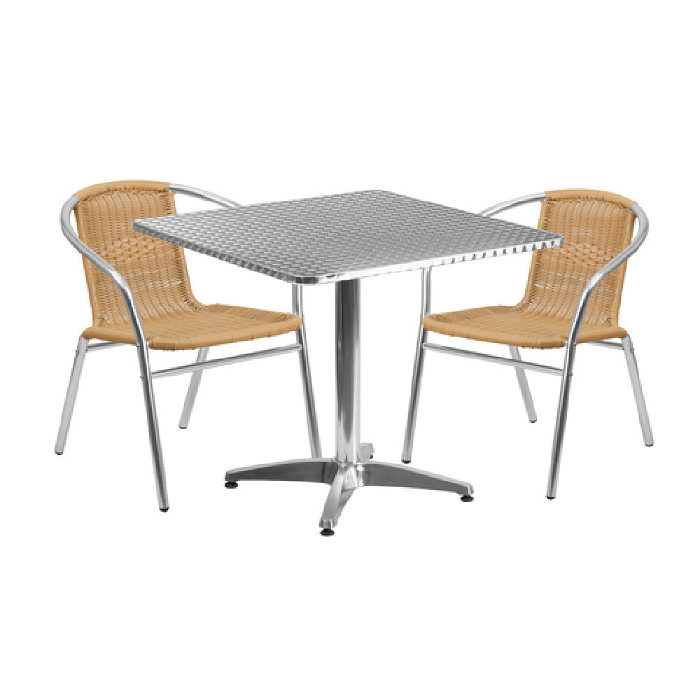 Flash Furniture TLH-ALUM-32SQ-020BGECHR2-GG Table & Chair Set Includes (1) 31-1/2"W X 31-1/2"D X 27-1/2"H Table