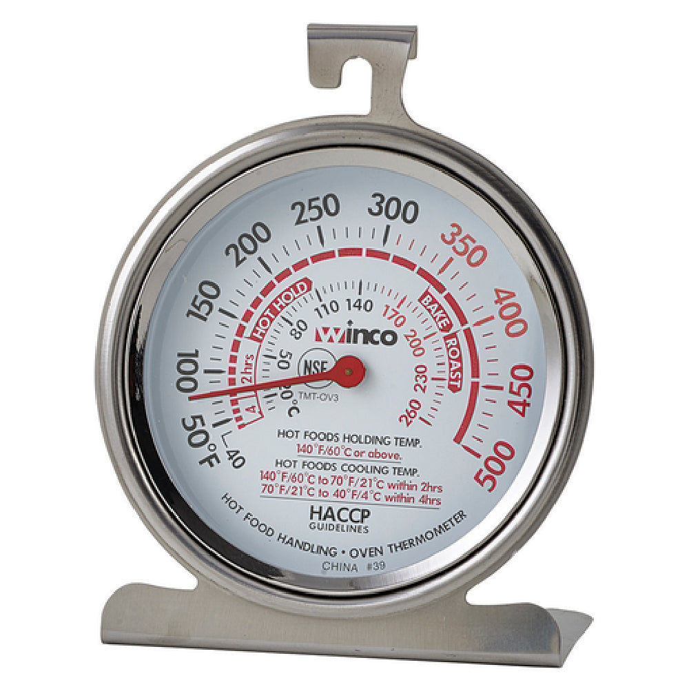 Winco TMT-OV3 Oven Thermometer Temperature Range 40° To 500° F 3" Dia. Dial Face