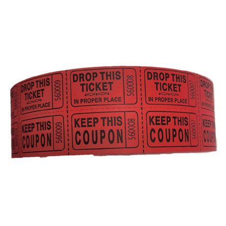 Royal Industries TIC RAF RED Ticket-Double Raffle Red (2000) Tickets Per Roll (20 Roll Per Case)