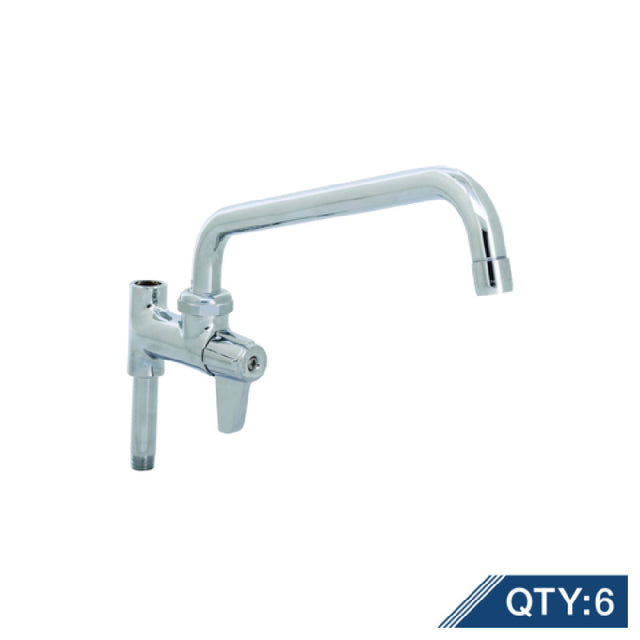 T&S Brass 5AFL12-PQ6 Equip Add-On Faucet With Quarter-Turn Ceramic Cartridge & 12" Swing Nozzle With Laminar Flow Device