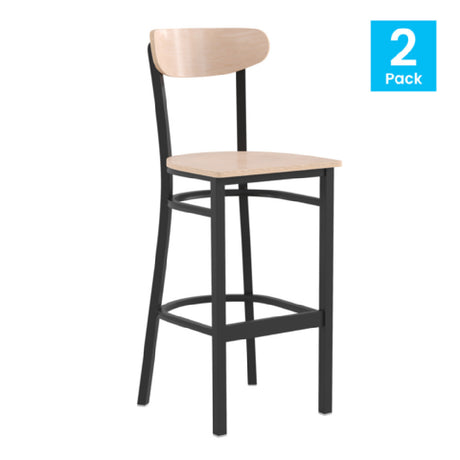 Flash Furniture 2-XU-DG6V6B-NAT-GG Wright Bar Stool 500 Lb. Weight Capacity Wooden Seat And Boomerang Back