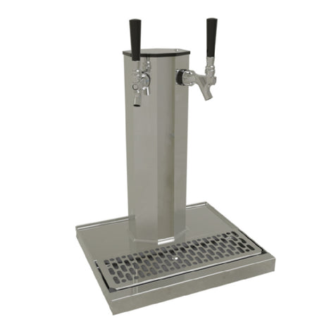 Glastender CT-2-MFR Column Draft Dispensing Tower Countertop (2) Stainless Steel Faucets (handles Not Included)