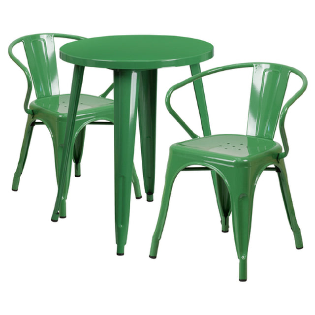 Flash Furniture CH-51080TH-2-18ARM-GN-GG Table And Chair Set Includes (1) 24" Dia. X 29"H Table