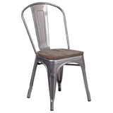 Flash Furniture XU-DG-TP001-WD-GG Stacking Side Chair 500 Lb. Weight Capacity