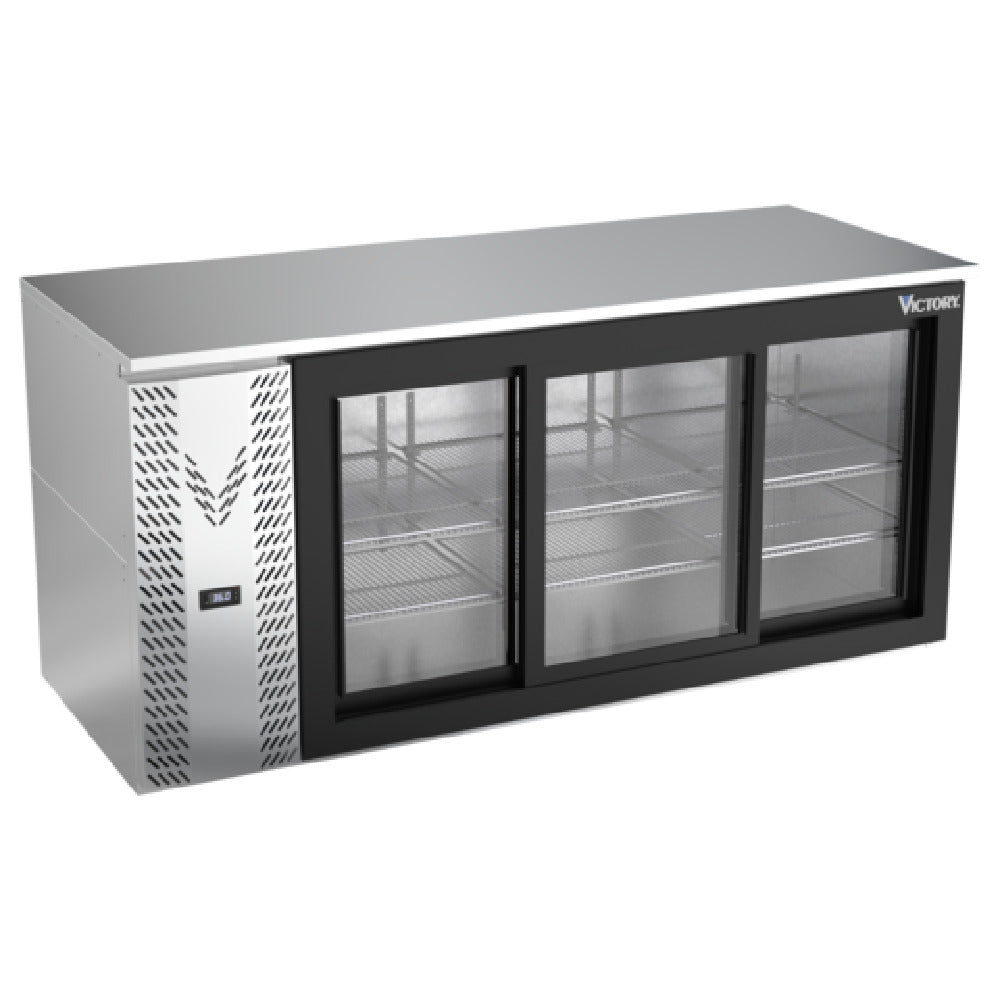 Victory VBB72HC-GS-S - Back Bar Refrigerator, Three-section, 72"W X 29-1/2”D X 34"H