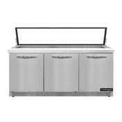 Continental Refrigerator SW72N30M-HGL-FB Mighty Top Sandwich Unit With Hinged Glass Lid