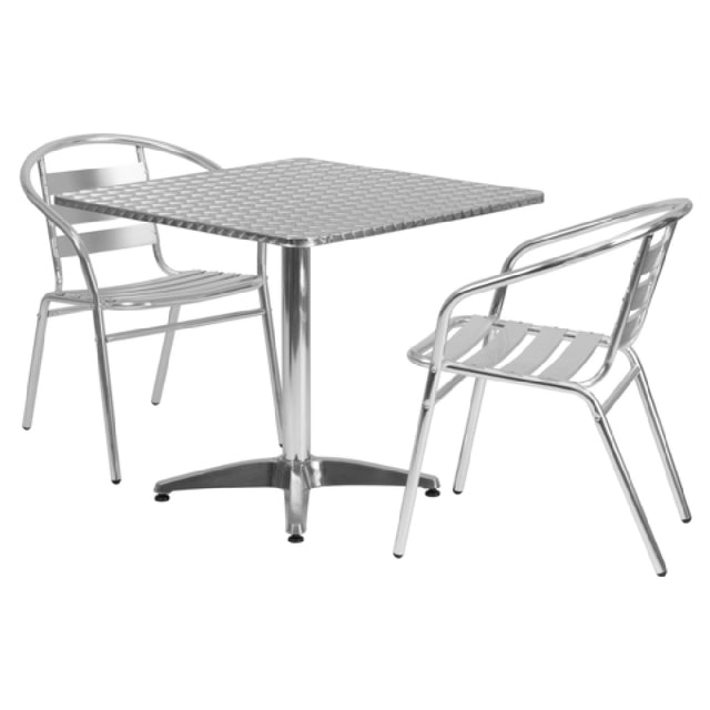 Flash Furniture TLH-ALUM-32SQ-017BCHR2-GG Table & Chair Set Includes (1) 31-1/2"W X 31-1/2"D X 27-1/2"H Table