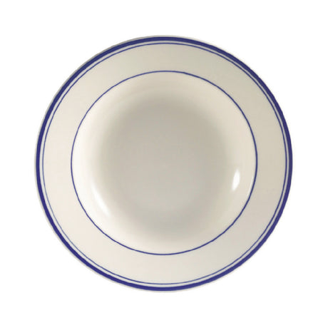 CAC China BLU-3 Blue Line Soup Plate 10 Oz. 9" Dia. X 2"H