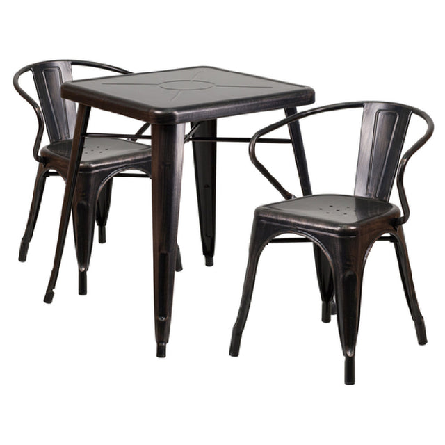 Flash Furniture CH-31330-2-70-BQ-GG Table And Chair Set Includes (1) 23-3/4"W X 23-3/4"D X 29"H Table (footprint: 27-3/4"W X 27-3/4"D)