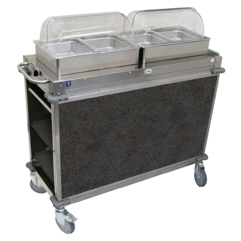 Cadco CBC-HH-L3-4 MobileServ® Junior Mobile Hot Buffet Cart (2) Hot Full Size Buffet Servers