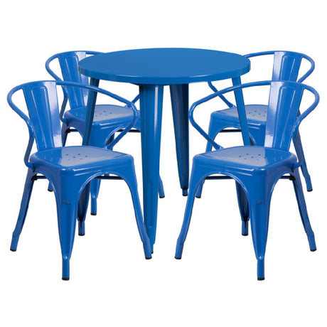 Flash Furniture CH-51090TH-4-18ARM-BL-GG Table And Chair Set Includes (1) 30" Dia. X 29-1/2"H Table