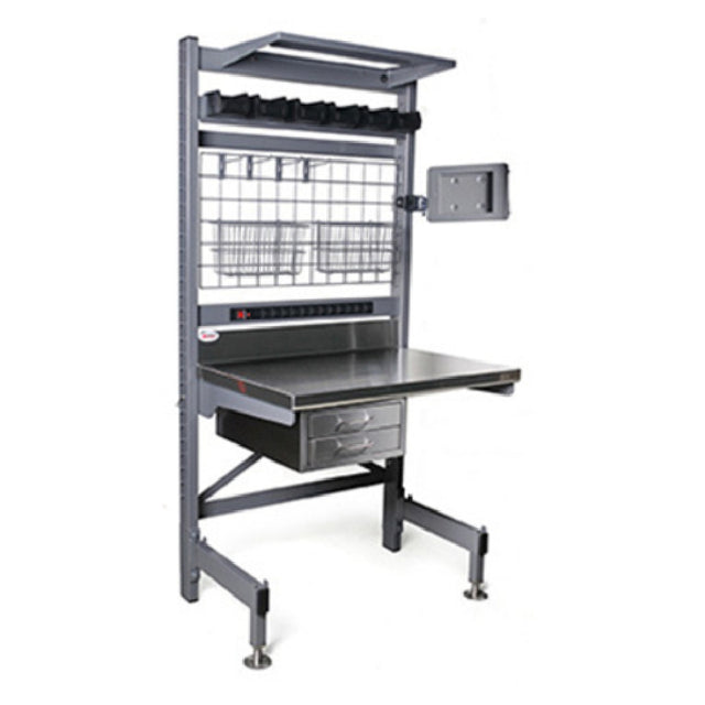 Eagle Q2442V76-MS Q-LEVER Manager's Station Includes: 42"W X 24"D 14/304 Stainless Steel Table Top With 4-1/2"H Backsplash