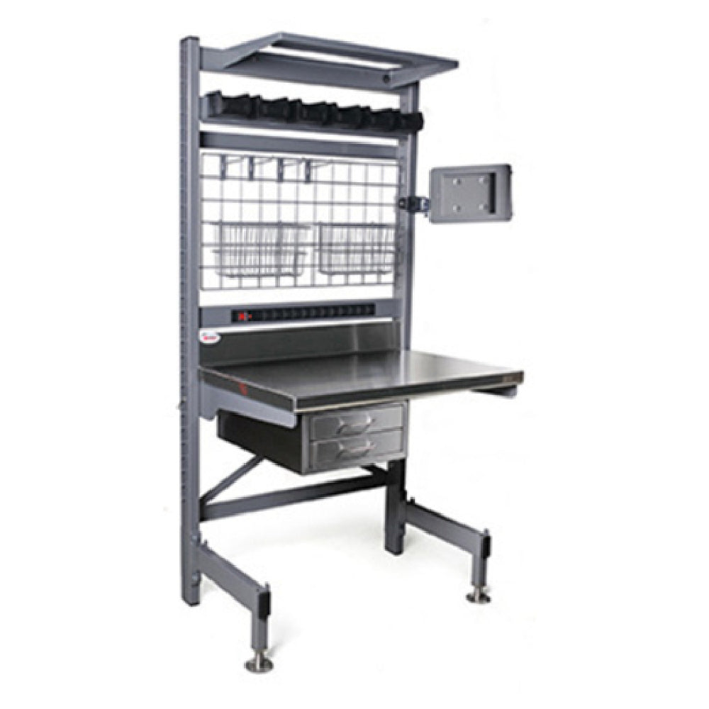 Eagle Q2442VG76-MS Q-LEVER Manager's Station Includes: 42"W X 24"D 14/304 Stainless Steel Table Top With 4-1/2"H Backsplash