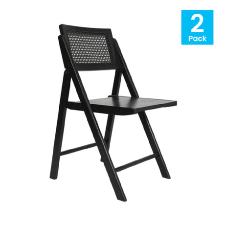 Flash Furniture SK-220905-BLK-GG Galene Folding Chair Cane Rattan Ventilated Back