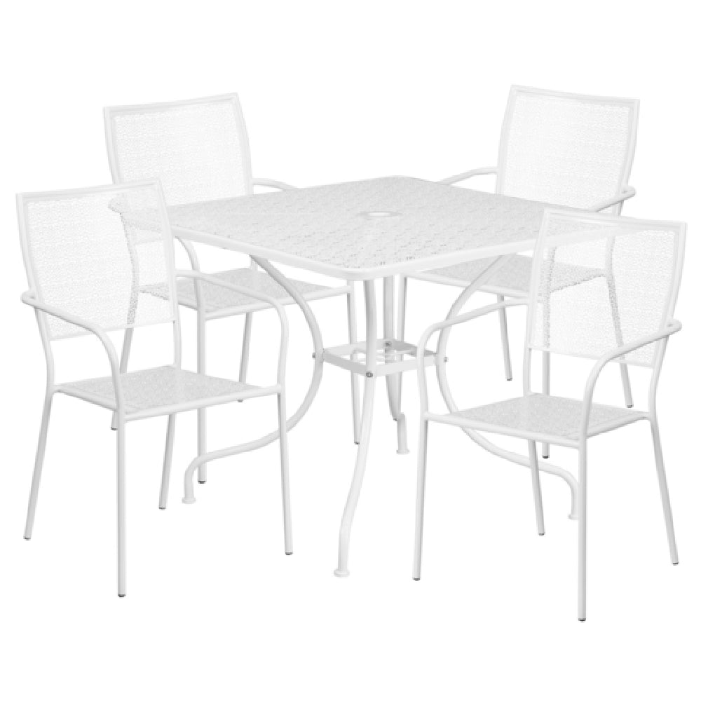 Flash Furniture CO-35SQ-02CHR4-WH-GG Patio Table Set Includes (1) Table: 35-1/2"W X 35-1/2"D X 28-3/4"H