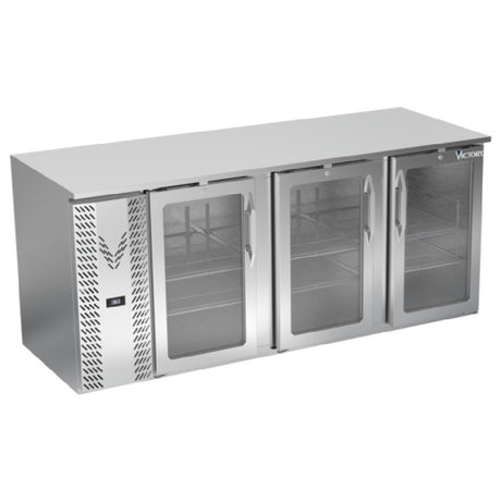 Victory VBB78HC-G-S - Back Bar Refrigerator, Three-section, 78"W X 29-11/16”D X 34"H