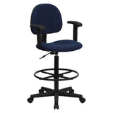 Flash Furniture BT-659-NVY-ARMS-GG Ergonomic Swivel Drafting Stool 38-1/4" To 42-3/4" Adjustable Height