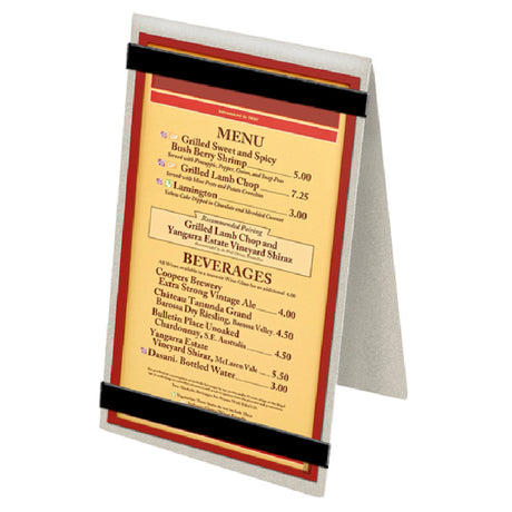 Menu Solutions MTDBL-46-RB_BRUSH Table Tent Holds 4" X 6" Insert Double Sided