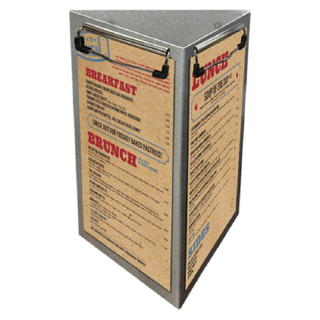 Menu Solutions ATT3CLIP-A Table Tent Holds 4" X 6" Inserts Triple Panel