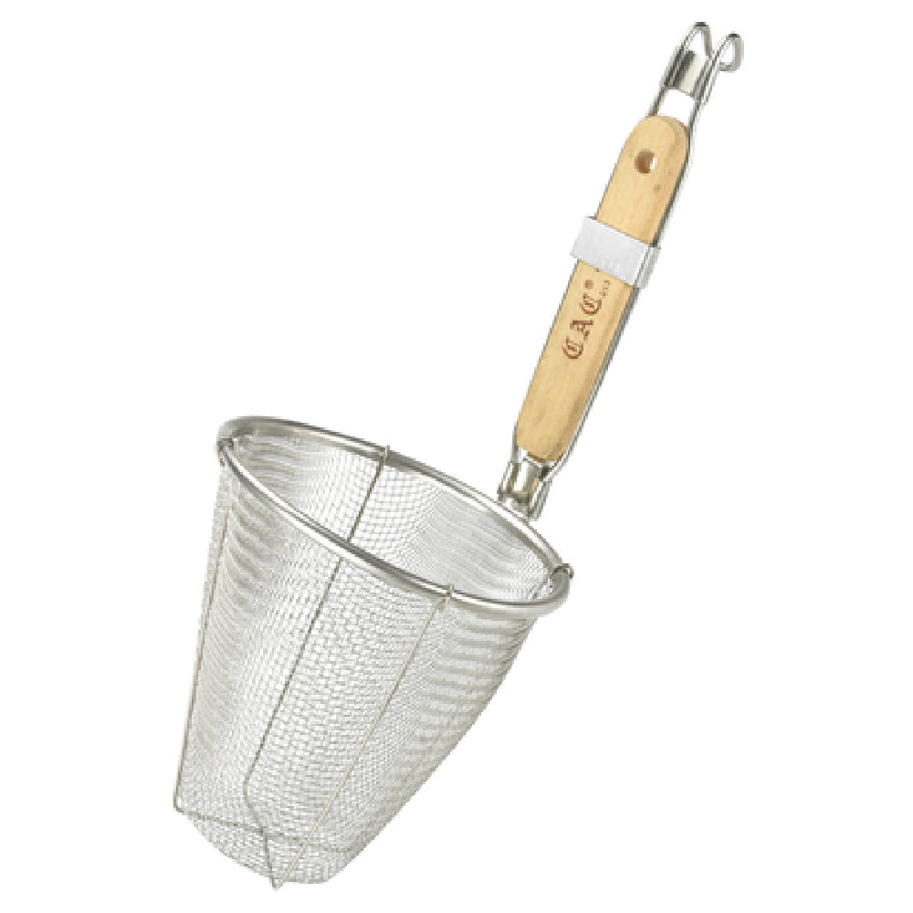 CAC China SSTR-05S Blanching Basket 5-1/2" Dia. With Hanger Hook And Built In Stainless Steel Clip