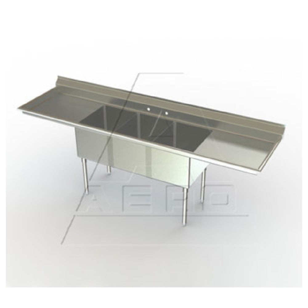 AERO Manufacturing XF3-2020-20LR Delux™ Sink Three Compartment With 20" Drainboards On Left & Rights