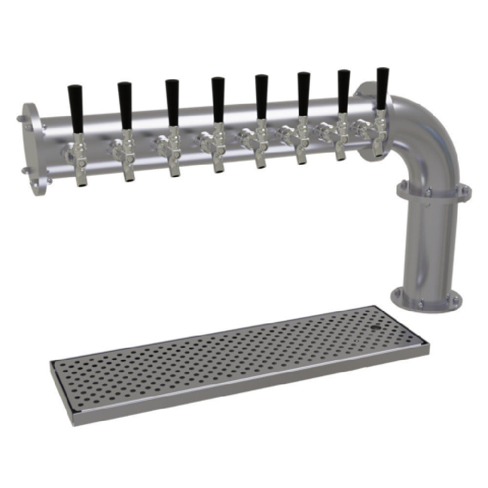 Glastender PC-8-SSR Pipe Cantilever Draft Dispensing Tower Countertop (8) Stainless Steel Faucets (handles Not Included)