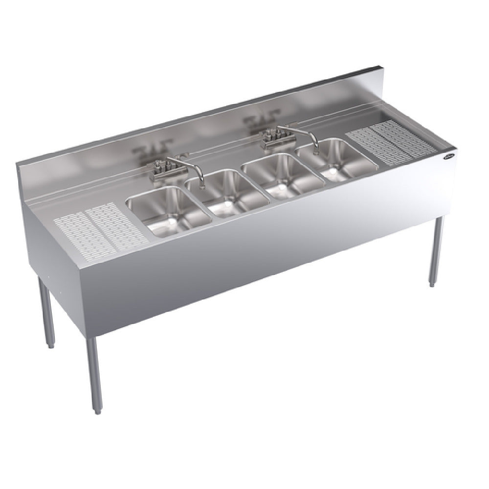 Krowne KR24-64C Royal Series Underbar Sink Unit Four Compartment 72"W X 24"D