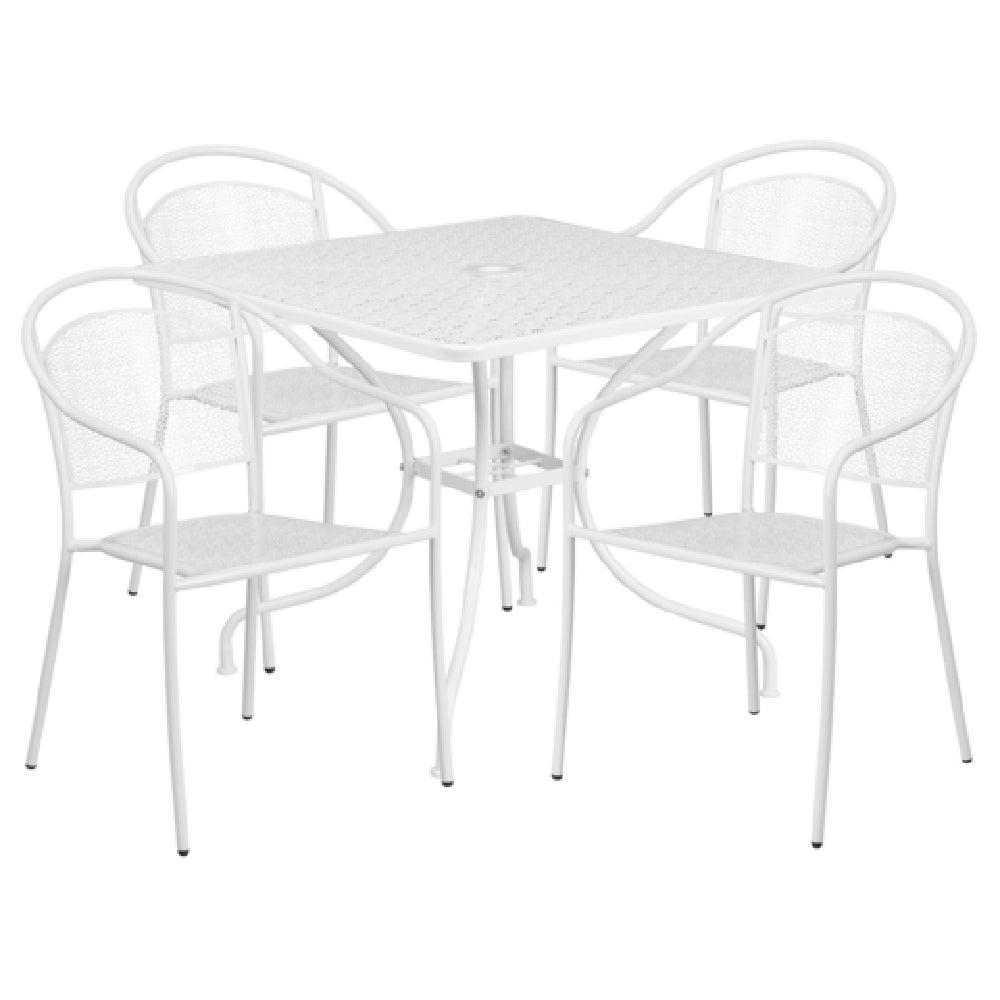 Flash Furniture CO-35SQ-03CHR4-WH-GG Patio Table Set Includes (1) Table: 35-1/2"W X 35-1/2"D X 28-3/4"H