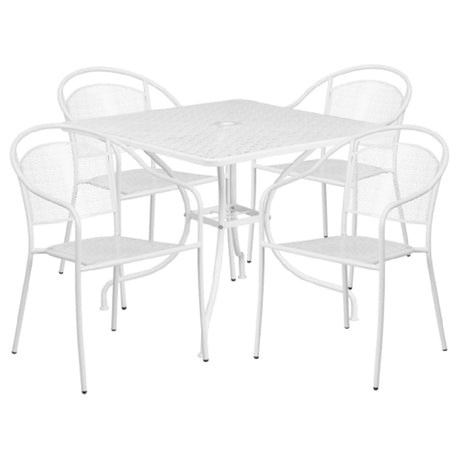 Flash Furniture CO-35SQ-03CHR4-WH-GG Patio Table Set Includes (1) Table: 35-1/2"W X 35-1/2"D X 28-3/4"H