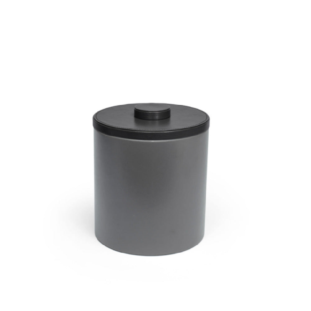 FOH RIB028GYL21 3.5qt Round London Ice Bucket Smoke With Black Lid Includes One RIB017GYL21-BTM 3.5qt Round London Ice Bucket Base Smoke