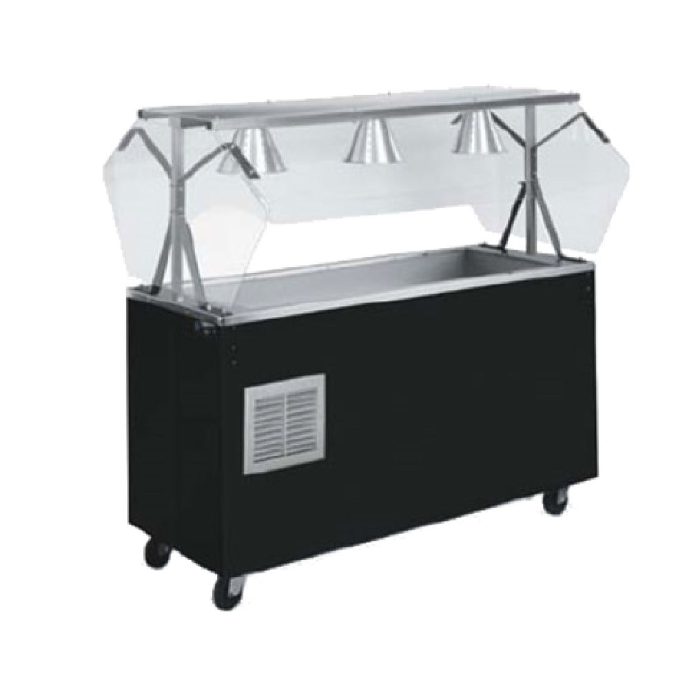 Vollrath R39962 2-Series Affordable Portable™ Refrigerated Cafeteria Unit With Walnut Woodgrain Wrapper Complete With Cafeteria NSF2 Certified Breath Guard