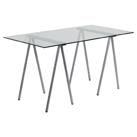 Flash Furniture NAN-JN-2119-GG Computer Desk 55-3/50"W X 27-1/2"D X 28-1/2"H Clear Tempered Glass Top