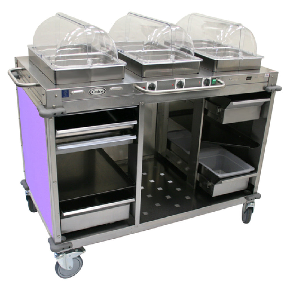 Cadco CBC-HHH-L7 MobileServ® Mobile Hot Buffet Cart (3) Hot Full Size Buffet Servers