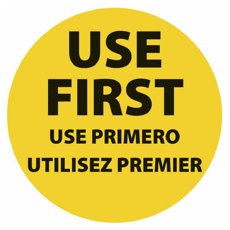Hubert 76845 - Label, "Use First", 2" Dia.