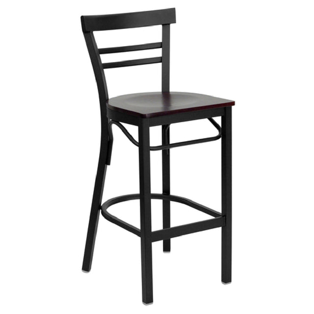 Flash Furniture XU-DG6R9BLAD-BAR-MAHW-GG Hercules Series Restaurant Bar Stool Metal Ladder Back